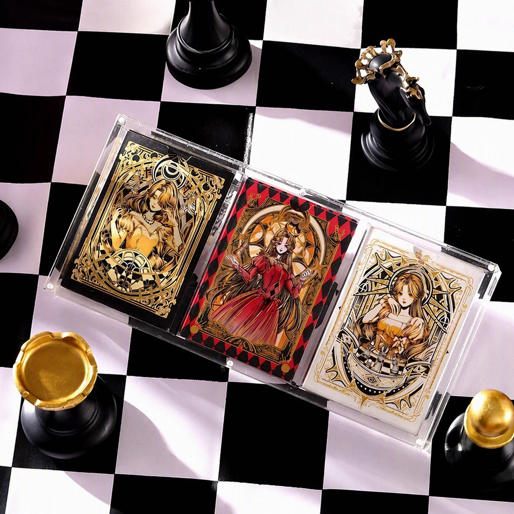 CHESS Three-Deck Crystal Collection set with three decks in acrylic cases
