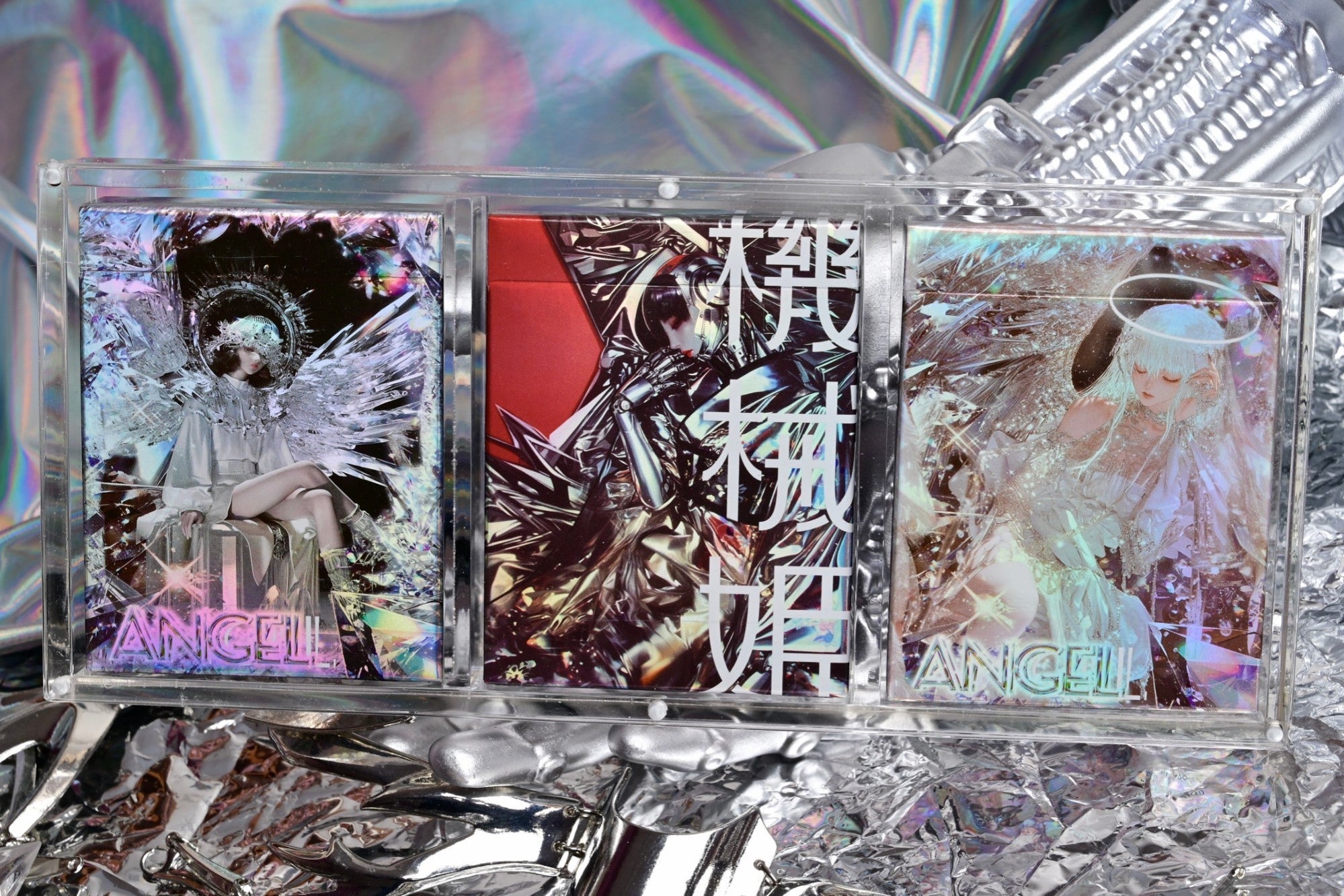Crystal Acrylic Gilded Collector's Set with three decks in a custom acrylic box Main image