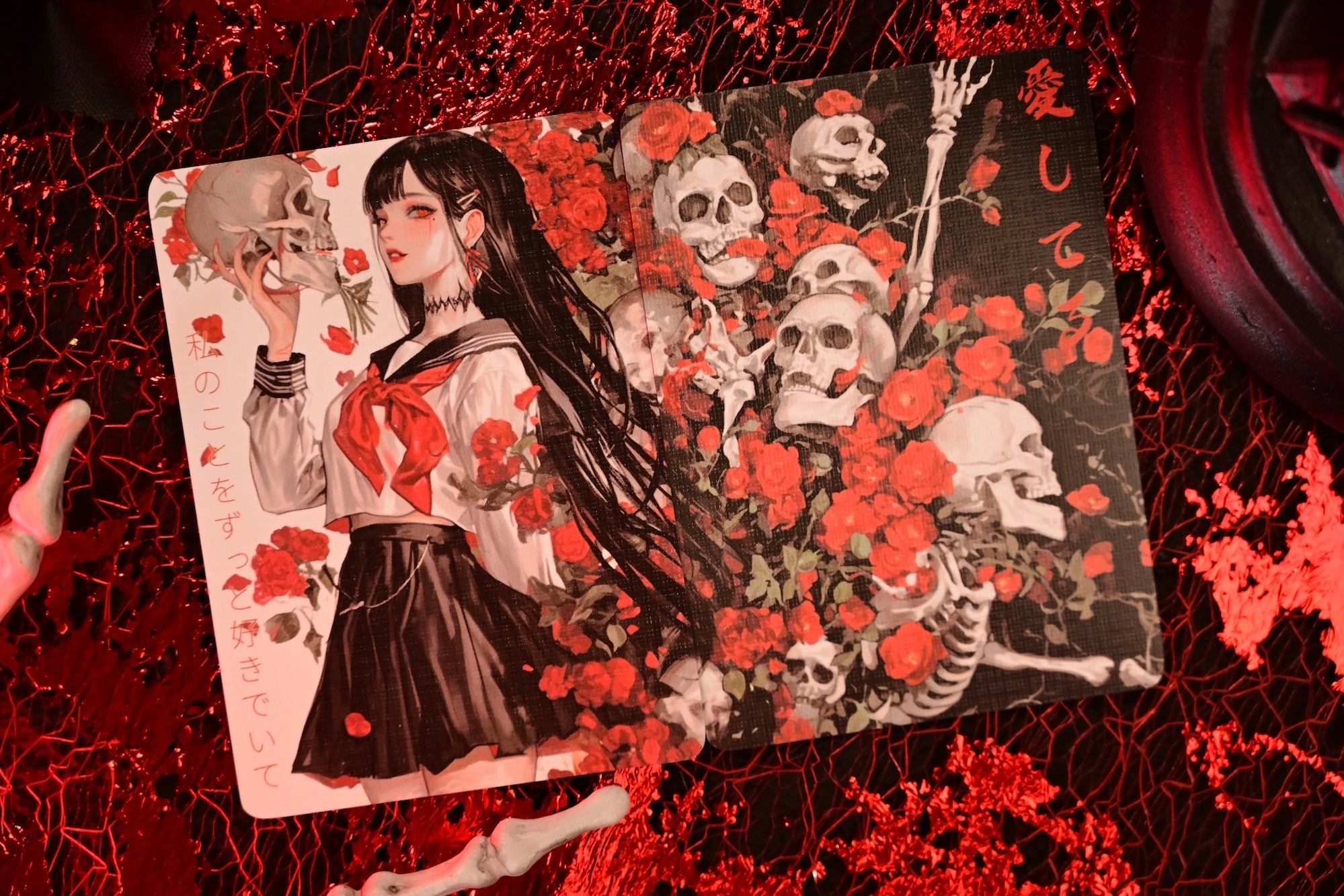 Flower deck rose and skull card back artwork