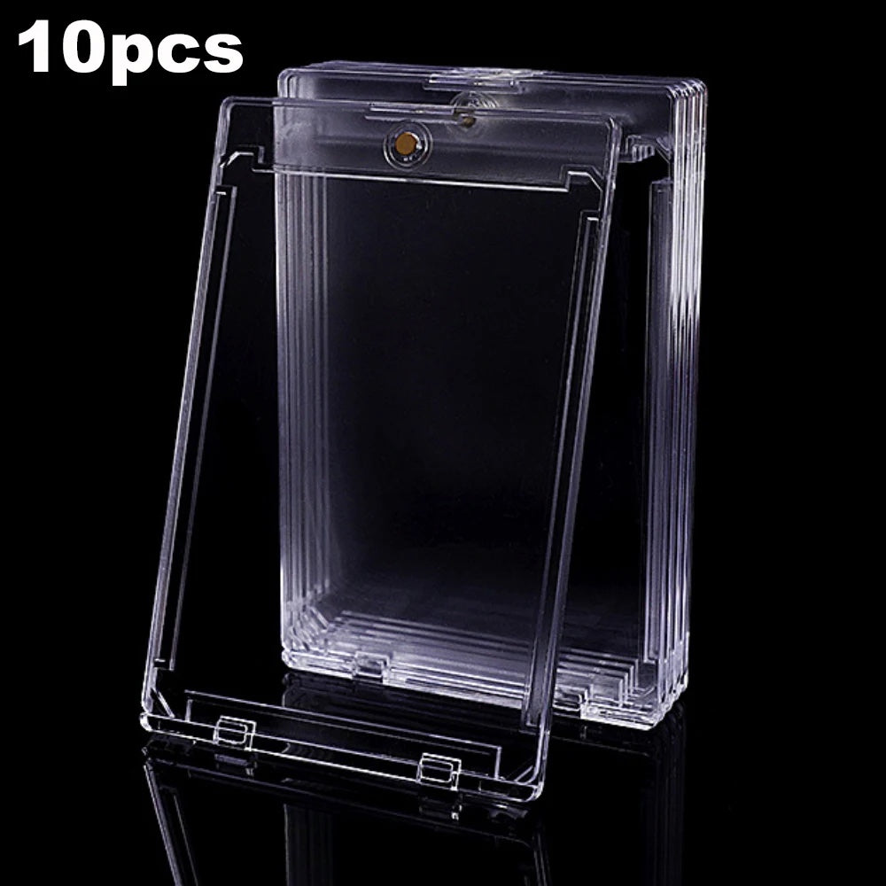 Ten-piece pack of clear magnetic trading card holders